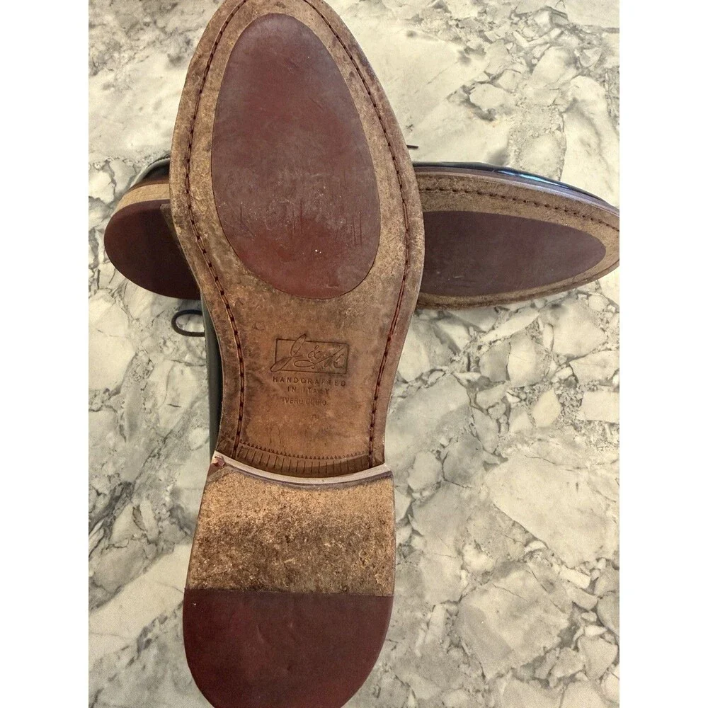 Johnston & Murphy Mens 10M Italy Leather Wingtip Brogue Oxford Shoes Shoe Trees